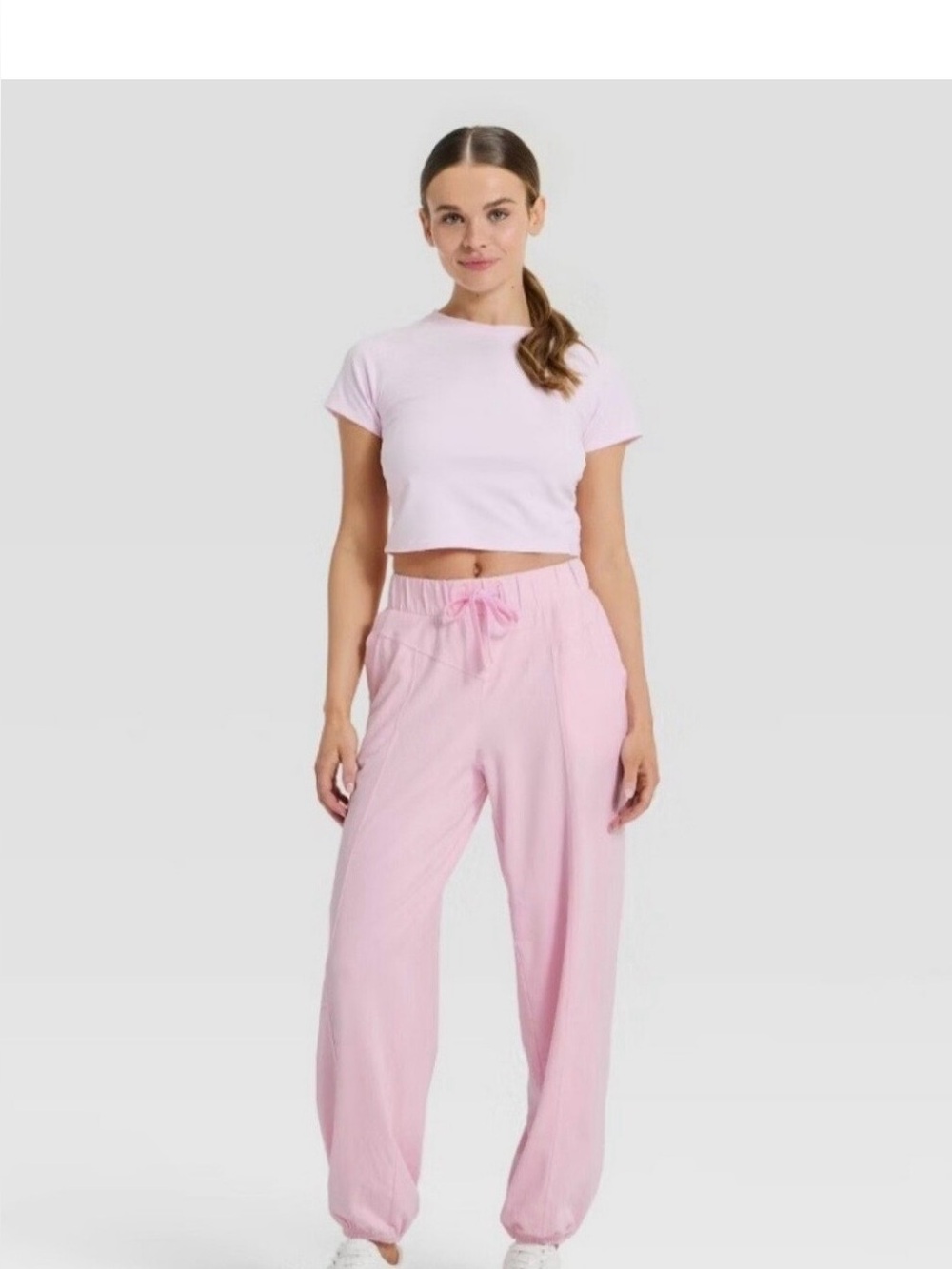 Light Pink Drawstring Joggers - Picture 3 of 10